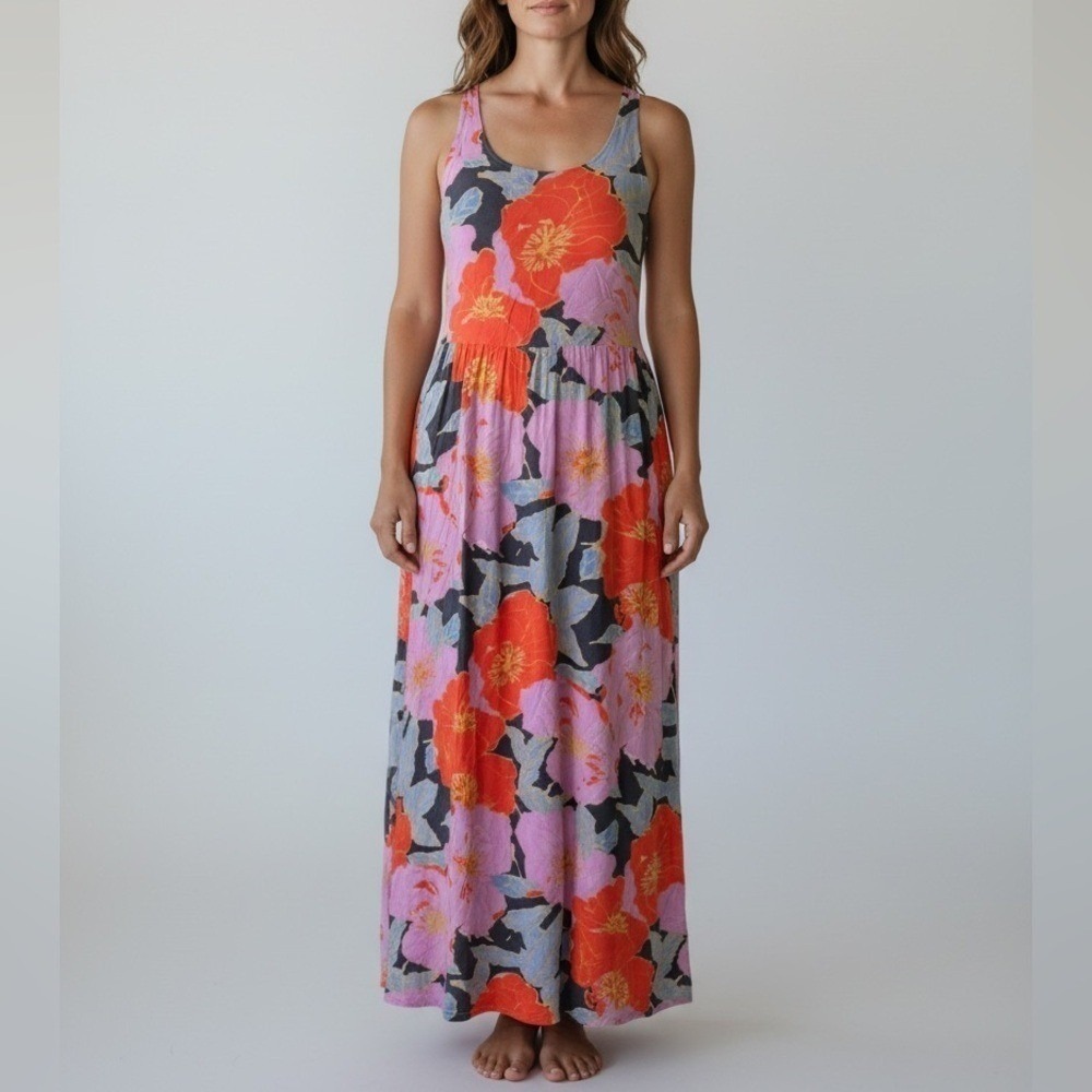 LOFT Floral Maxi Dress Women 8 Purple